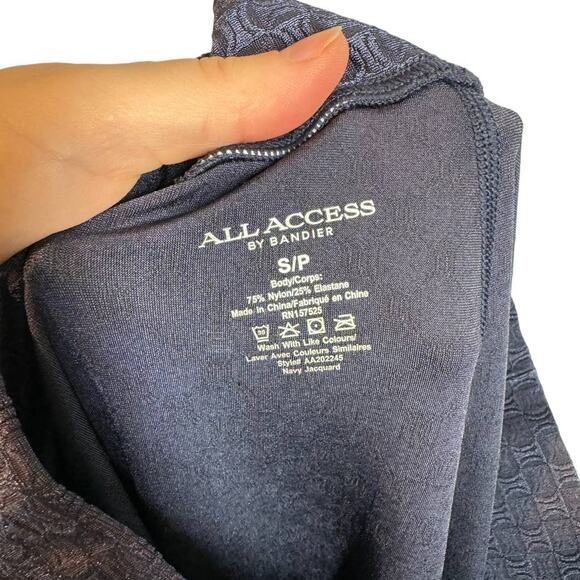 New All Access by Bandier Harmony Jacquard Flare Pant Navy Blue Small - Picture 10 of 11